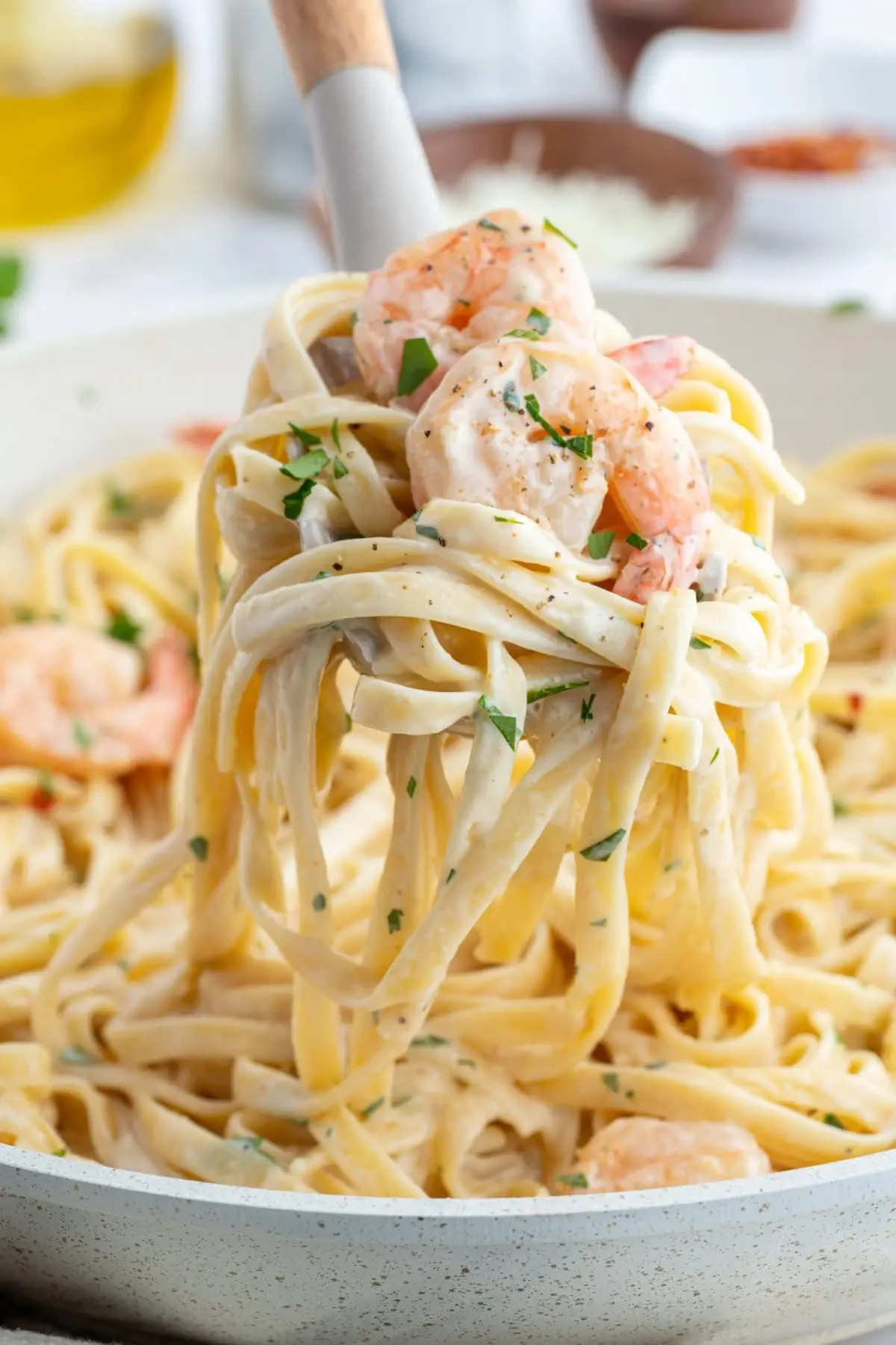 Shrimp fettuccine alfredo at Allettante